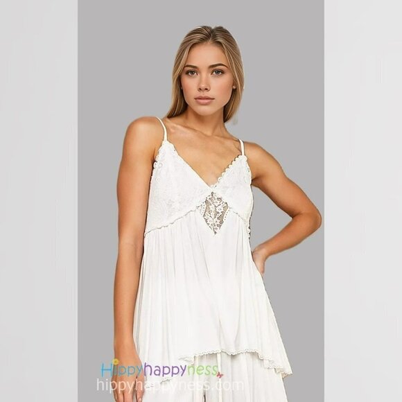 POL Clothing Camisole Tank Babydoll Knit Tank White - Picture 4 of 8